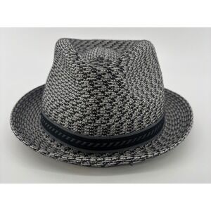 Bailey of Hollywood Breed Fedora Hat Mens Large Black White Woven Trilby